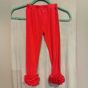 Vibrant Red Ruffle Kids Leggings